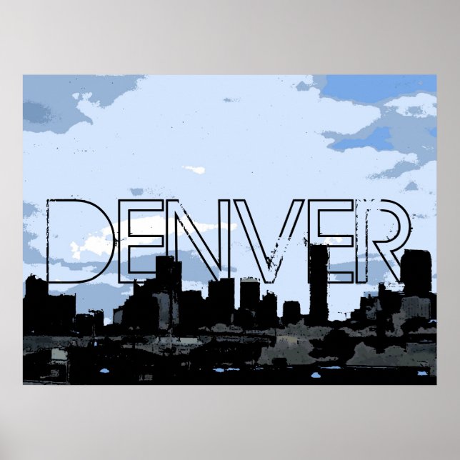 Denver Colorado artistic skyline poster (Devant)