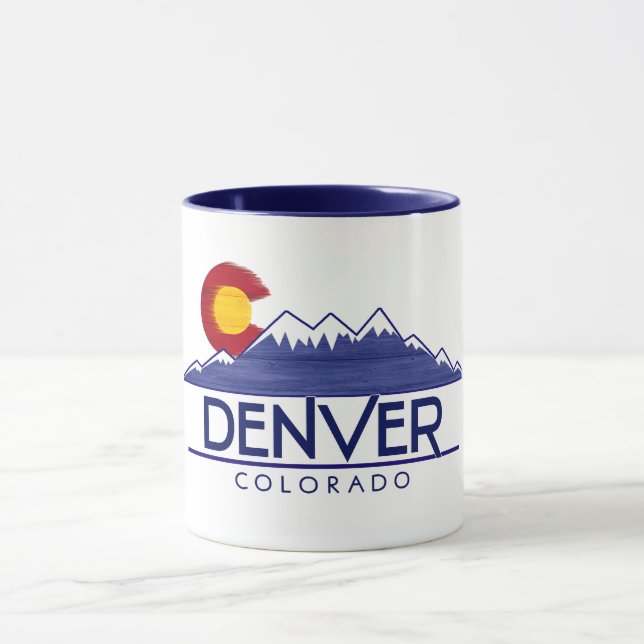 Denver Colorado wood mountains mug (Centre)