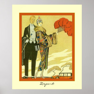 Départ ~ Art Déco Vintage Illustration de mode ~