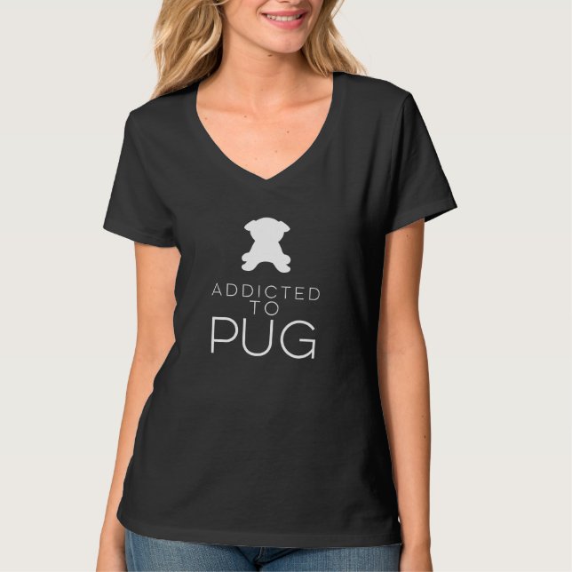Dépendant au T-shirt de silhouette de carlin (Devant)