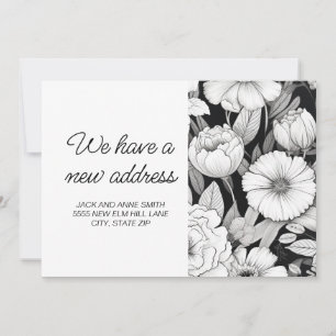 Déplacement des fleurs noires blanches Faire-part