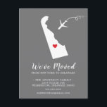 Déplacer la carte de poste DELAWARE Faire-part<br><div class="desc">Faire-part de déplacement | DELAWARE de l'Etat faire-part mobile moderne avec l'état de DELAWARE, avec un coeur rouge & avion posé sur un arrière - plan gris. La couleur arrière - plan peut être changée facilement en cliquant sur personnaliser, puis cliquez pour customiser plus loin pour voir notre sélecteur de...</div>