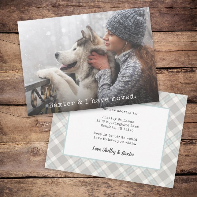 Déplacer le Faire-part avec votre animal de compag (Add a photo of you and your pet in this new address card. Available as digital download or printed.)