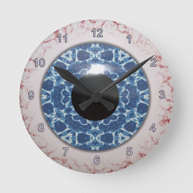 Déplaisant Blue Eyeball Halloween Horloge Amusante (Recto)