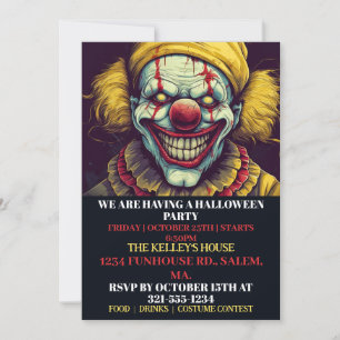 Déplaisant Clown Happy Halloween Invitations