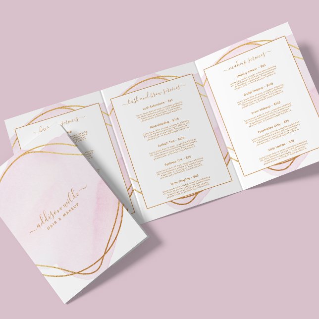 Dépliant de salon de script rose blush aquarelle o (Créateur téléchargé)
