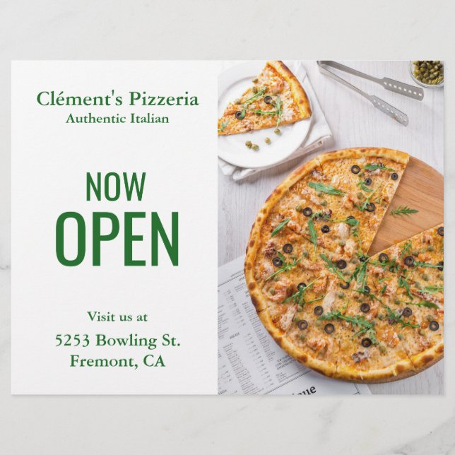 Dépliant d'ouverture de la pizzeria (Devant)