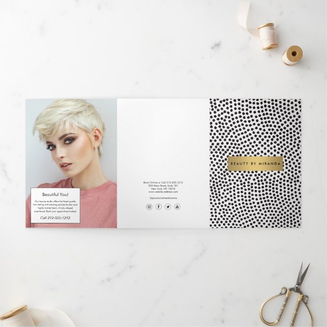 Dépliant Luxe Points de Confettis Noirs avec Barre (Extérieur)