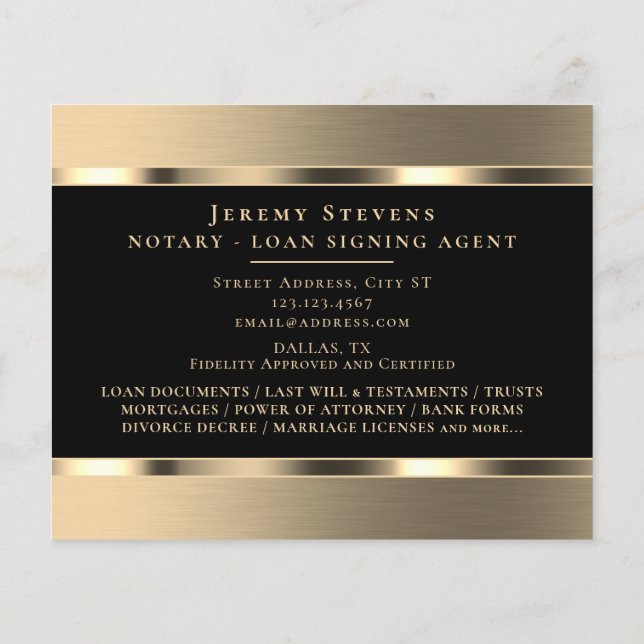 Dépliant métallisé or élégant  (Dos)