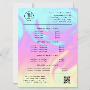 Dépliant tarifaire Opale iridescente holographique