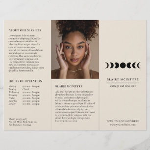 Dépliant triptyque élégant Phases de lune Beige Mo