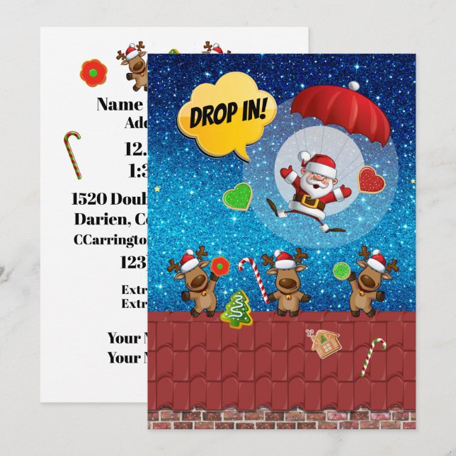 DÉPOSER DANS #2 Sans Cocktail Invitation de Noël (Devant / Derrière)