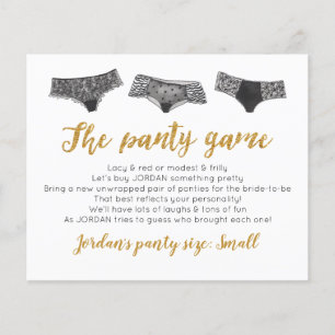 Déposez vos culottes Modèle CARD Jeu nuptiale