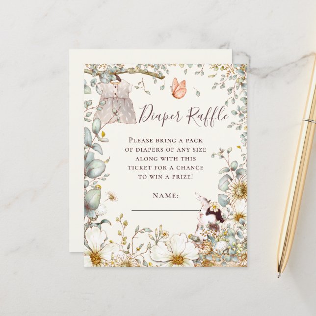 Dépouilleur Lapin Budget Raffle Baby Girl Douche (Devant/Arrière en situation)