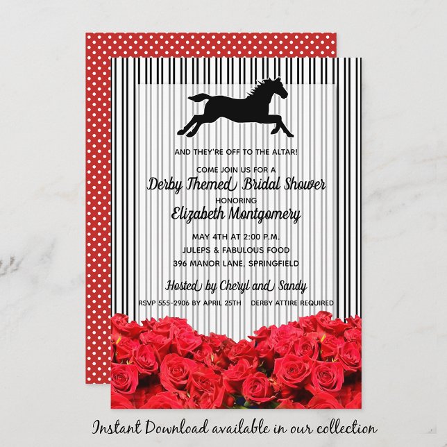 Derby Fête des mariées Red Roses Racehorse Invitat (INSTANT DOWNLOAD available in our collection to send your invites digitally.)