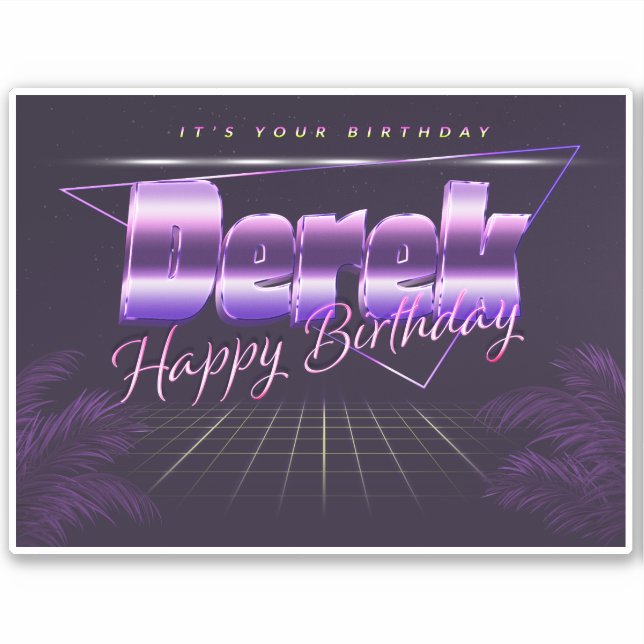 Derek Nom Prénom lila retro Sticker (Devant)