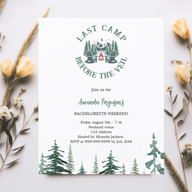 Dernier camp bachelorette invitation week-end (Créateur téléchargé)