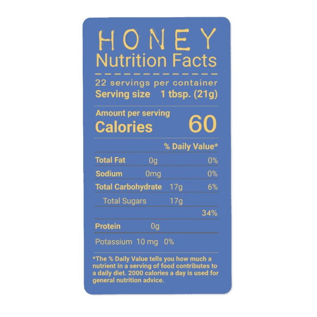 Dernier Étiquette conforme FDA Honey Nutrition Fac (Devant)
