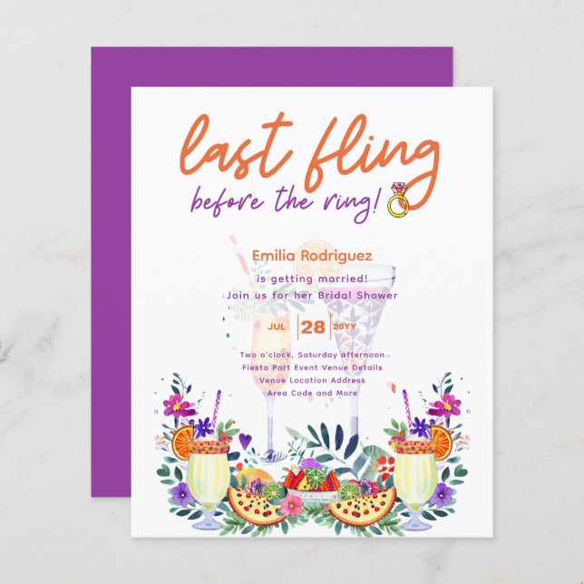 Dernier Fling avant anneaux Cocktails Fête des mar (Devant / Derrière)