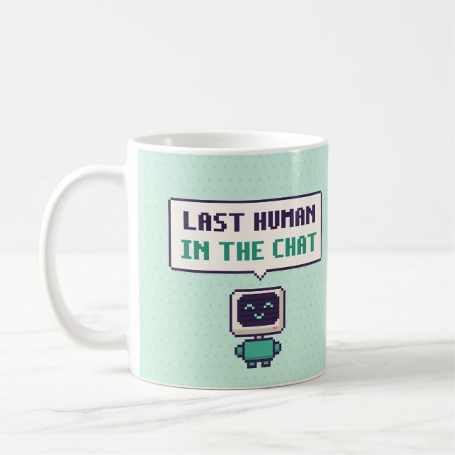 Dernier Humain Dans Le Chat Mug AI Pixel Drôle (Gauche)