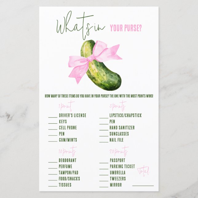 Dernier Pickle She'll Tickle What's in Purse Game (Devant)