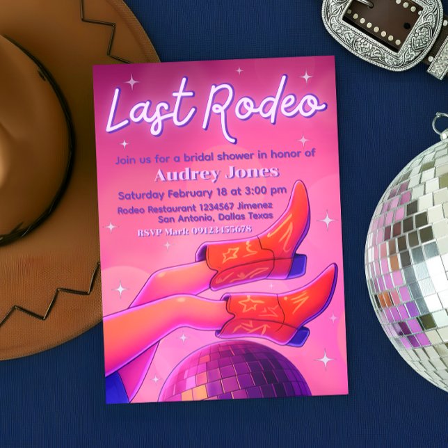 Dernier Rodeo - Invitation de cowgirl Disco (Last Rodeo - Disco Cowgirl Invitation)