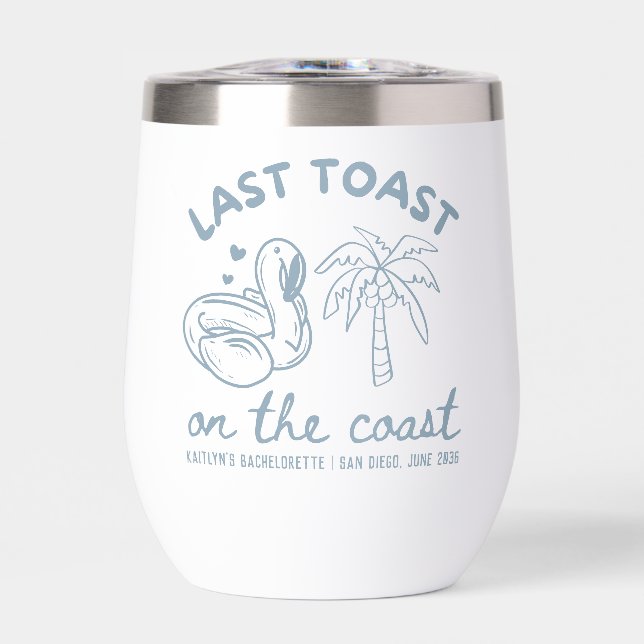 Dernier toast sur la côte Bachelorette Vin Tumbler (Avant)