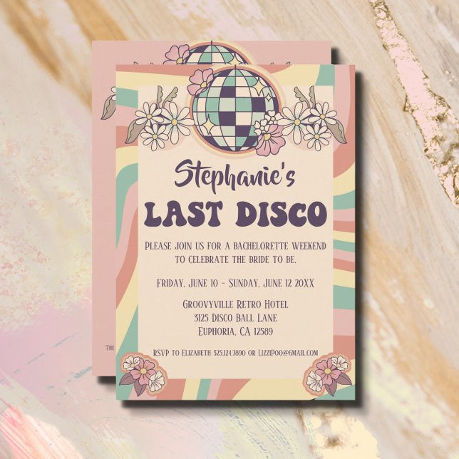 Dernière disco Retro Bachelorette Invitation (Créateur téléchargé)