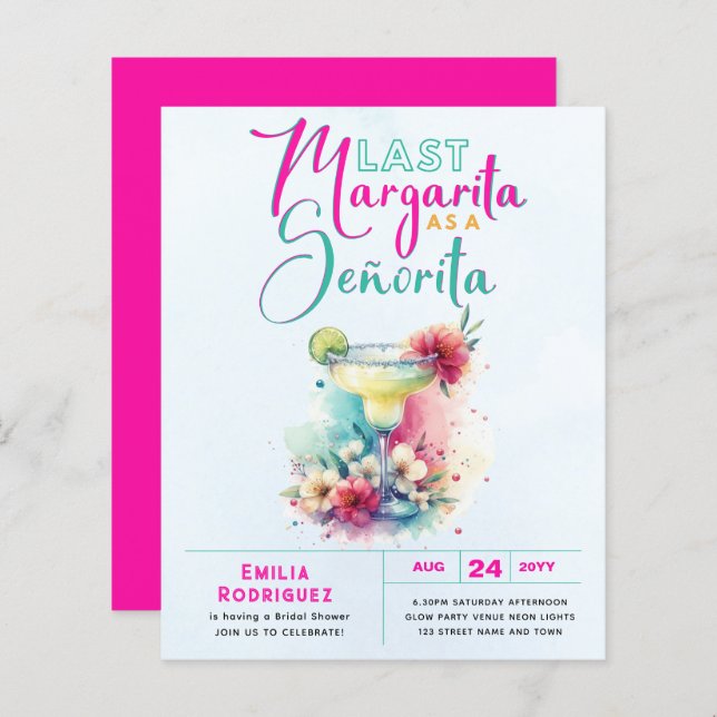 Dernière Margarita Señorita Fiesta Fête des mariée (Devant / Derrière)