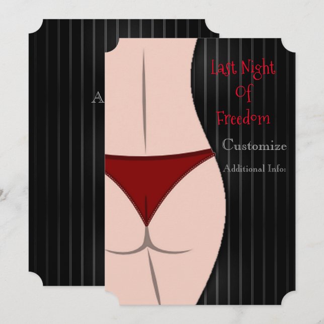 Dernière Nuit De Liberté Invitation à la Fête de B (Devant / Derrière)