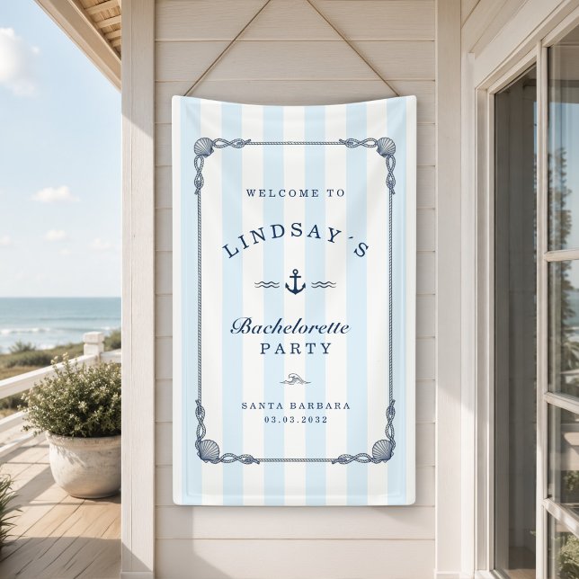 Dernière Toast sur la Côte ! Bannière de soirée d' (Last Toast on the Coast! Bachelorette Party Stripes Banner)