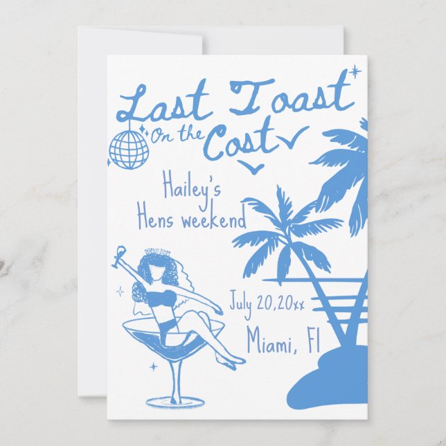 Dernière toast sur la côte invitation d'enterremen (Devant)