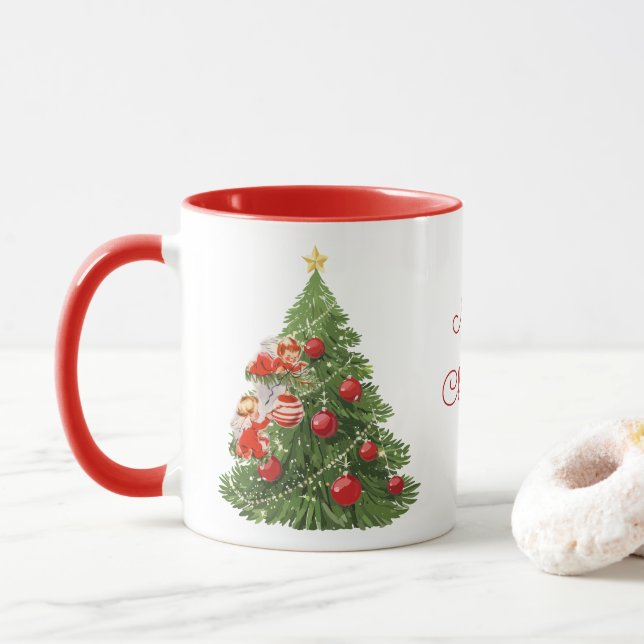 Des anges décorent la Mug des arbres de Noël (Avec donut)