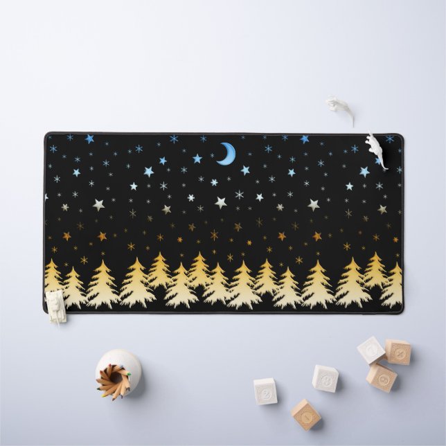 Des arbres couverts de neige dans la lueur des éto (Tableau pour enfants)