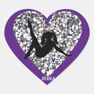 Des autocollants de coeur de danse personnalisés.