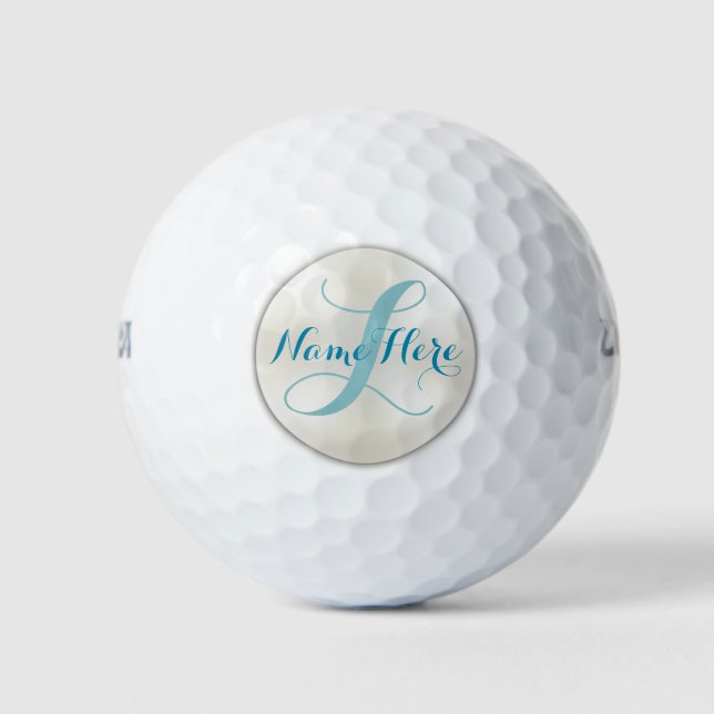 Des balles de golf de Monogramme Turquoise pour el (Devant)