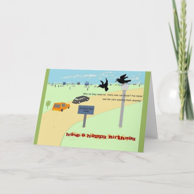 Des Corneilles À La Vente D'Une Voiture. Carte d'a (Devant)