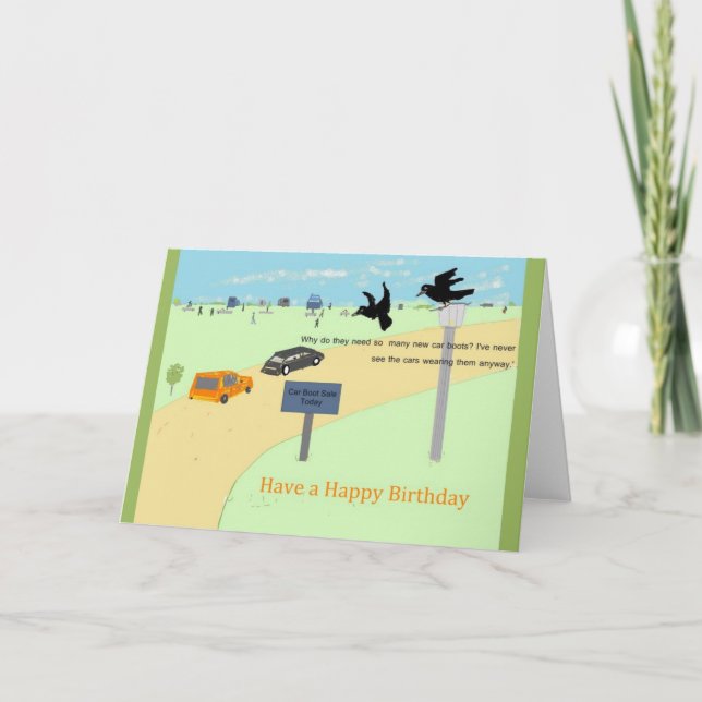 Des Corneilles À La Vente D'Une Voiture. Carte d'a (Devant)