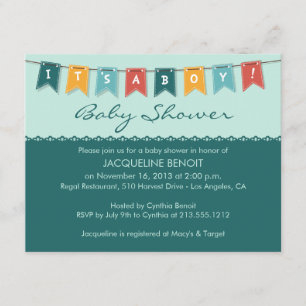 Des drapeaux c'est une invitation de baby shower