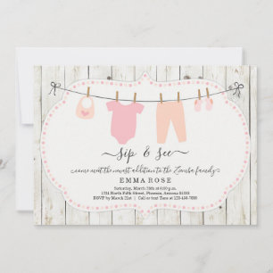 Des filles personnalisées Sip and See Invitation -