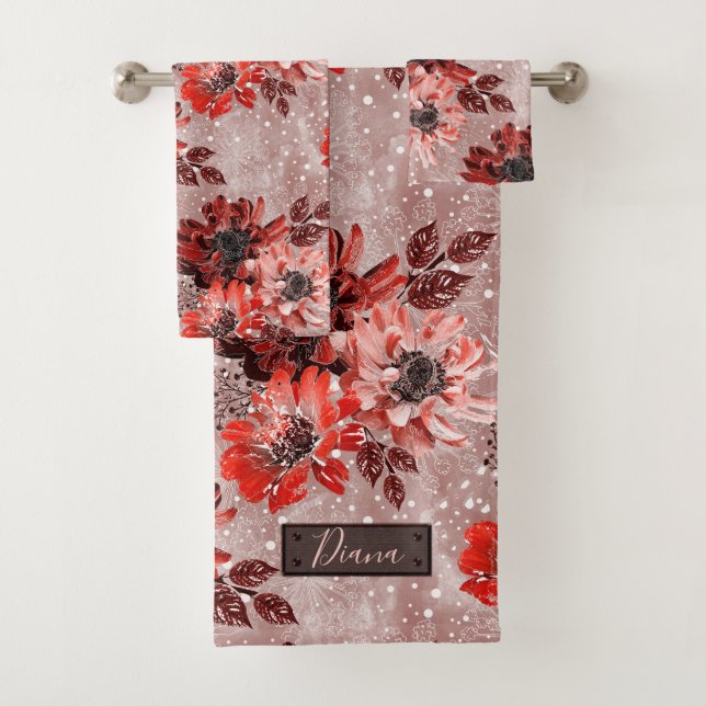 Des fleurs rouges, bordeaux. (En situation)