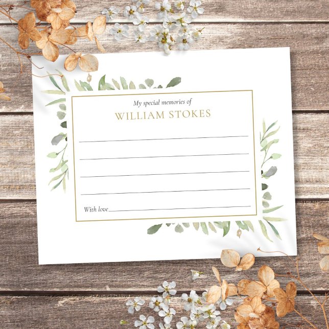 Des Funérailles De Verdure Personnalisées Partager (Personalized Greenery Funeral Share A Memory)