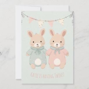 Des jumeaux ! Invitation Baby shower garçon/fill