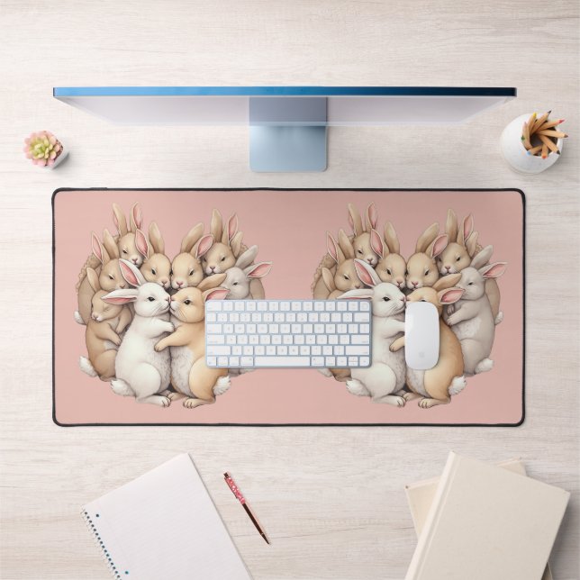 Des lapins adorables dans un Pastel cosy Hug Illus (Bureau 1)