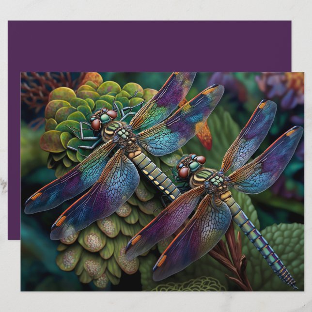 Des libellules dans un papier à papier à papier co (Devant / Derrière)