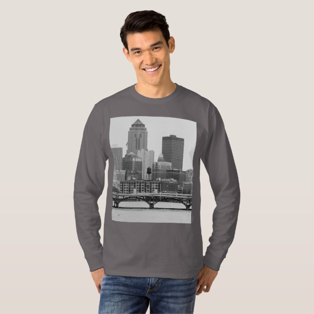 Des Moines en T-shirt en b&w (Devant entier)