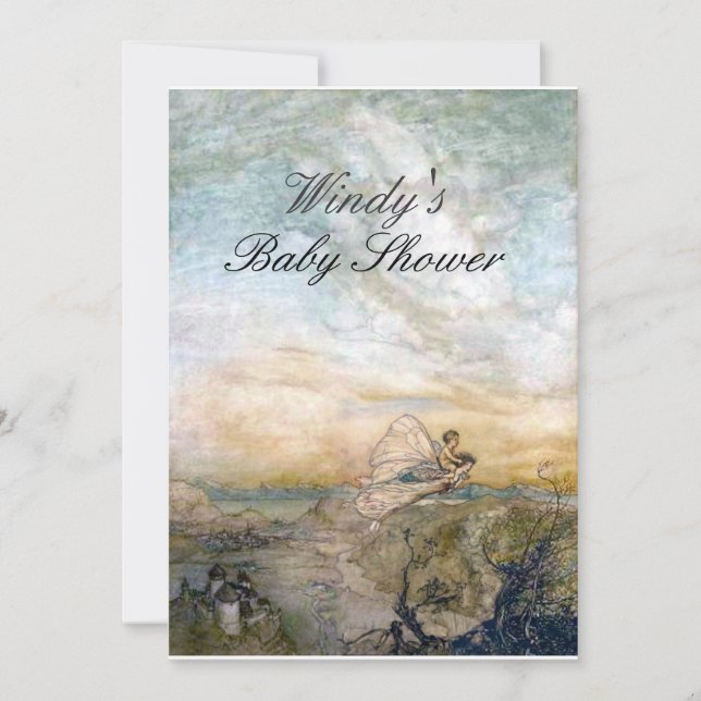 Des mouches volent avec un Invitation Baby shower  (Devant)