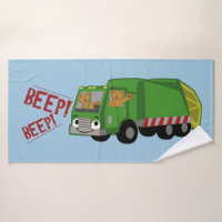 Des ours conduisant un camion d'ordures