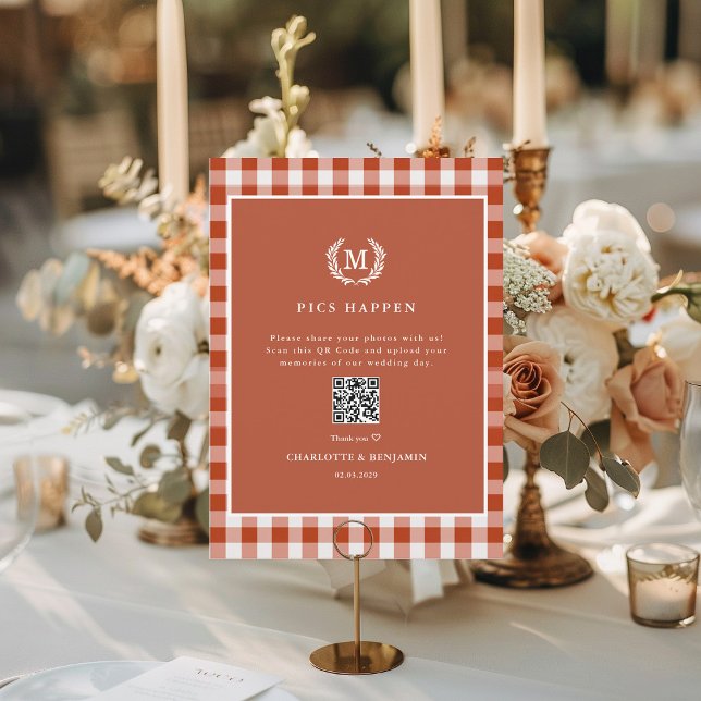 DES PHOTOS SE PRODUISENT ! Galerie de Mariages de  (PICS HAPPEN! QR Code Brown Gingham Wedding Gallery )