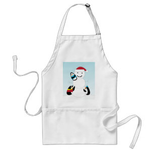 Des pingouins construisent un tablier de snowman